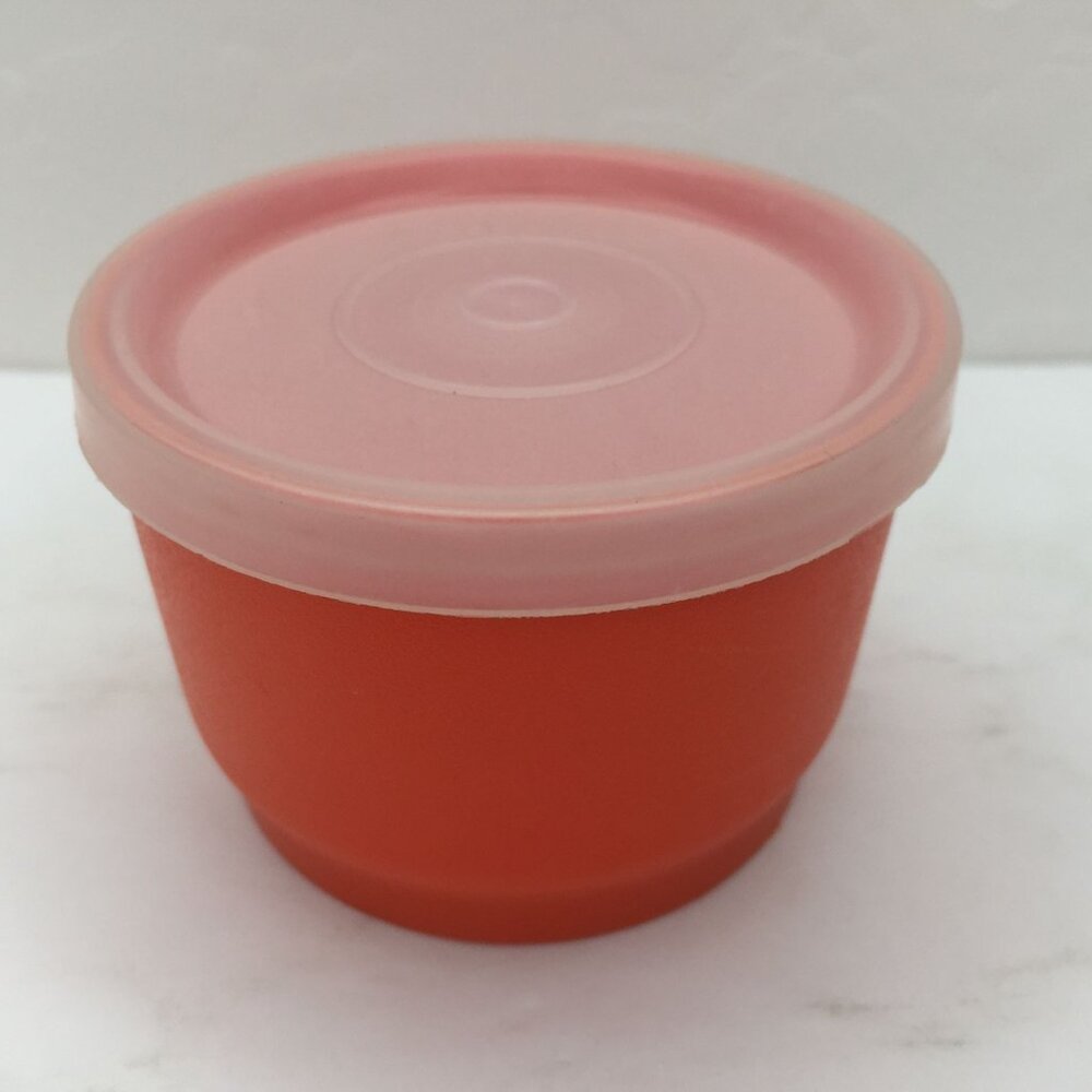 Vintage Tupperware Orange Small 4oz Snack Dipping Sauce Bowl 1229-4 Lid 297-48